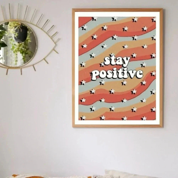NEW! Urban Outfitters “Stay Positive” Vintage Star Canvas Wall Art - Picture 2 of 8